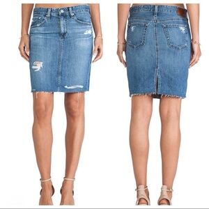 AG Adriano Goldschmied The Erin Pencil Skirt SZ 29 Blue Denim Distressed Punk